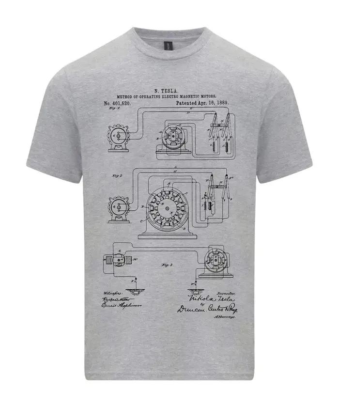 Nikola Tesla moteur d'exploitation breveté célèbre inventeur T-shirt Science et Innovation technologie ingénierie cadeau à manches courtes hauts