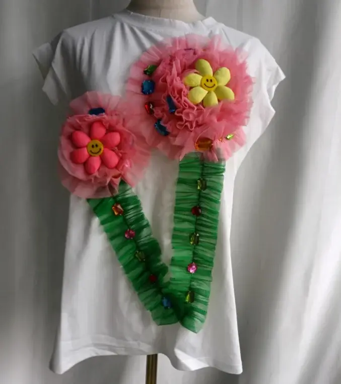 T-shirt à Manches Courtes et Col Rond pour Femme
