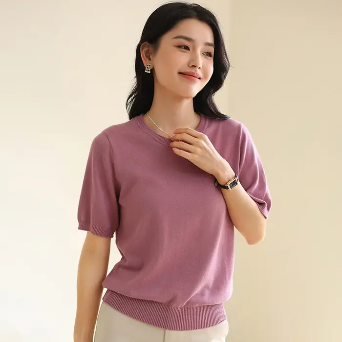 T-shirt d'été 100 % pur coton pour femme