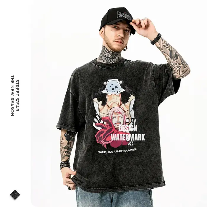 Bandai Anime O-One P-Piece T-shirts Vintage lavé Bonney t-shirt Manga Streetwear Bartholemew Kuma hauts