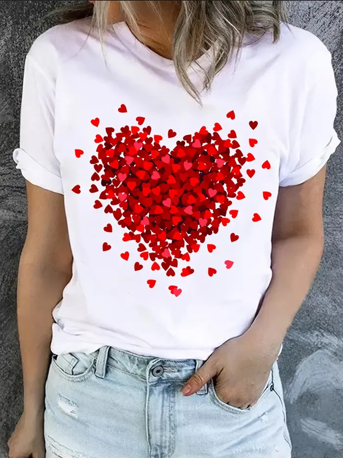 T-Shirt imprimé cœur pour cadeaux de saint-valentin