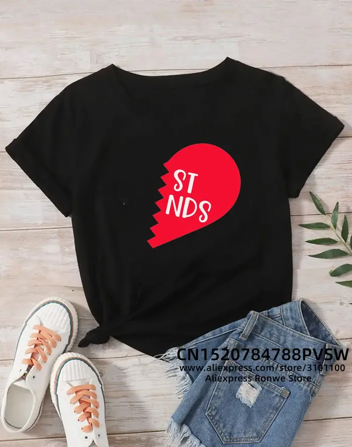 T-shirt en coton en forme de cœur pour femmes