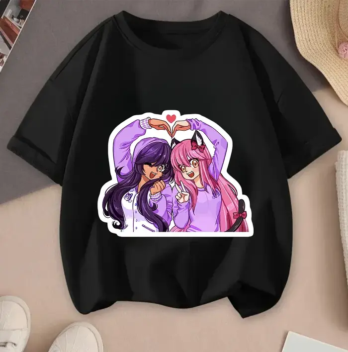 Aphmau – t-shirt à col ras du cou pour enfants, vêtements d'été décontractés, à la mode, pour garçon