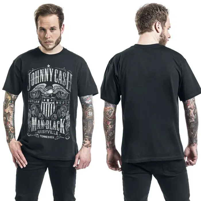 T-shirt en coton avec motif Johnny Cash, unisexe, manches courtes, marque de mode, tee-shirt de luxe décontracté vintage