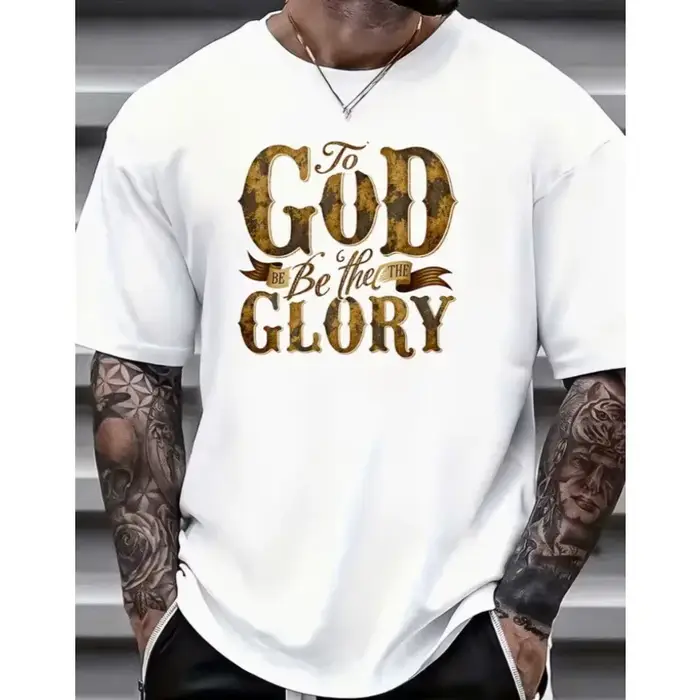 T-shirt pour homme « Dieu soit la gloire », cadeau religieux, idéal pour lui, manches courtes, col r