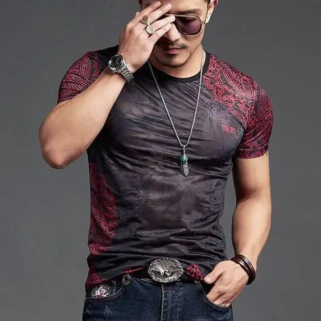 T-shirt Streetwear à rayures pour hommes, vente en gros, décontracté, élégant, de couleur unie, Hip 