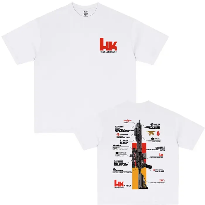 T-Shirt graphique pour hommes en Heckler & Koch HK416, 100% coton, évacuant la transpiration, respir