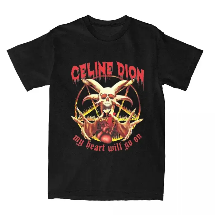 Céline Dion mon coeur sera sur métal t-shirt été t-shirts coton Harajuku t-shirt pour hommes à manch