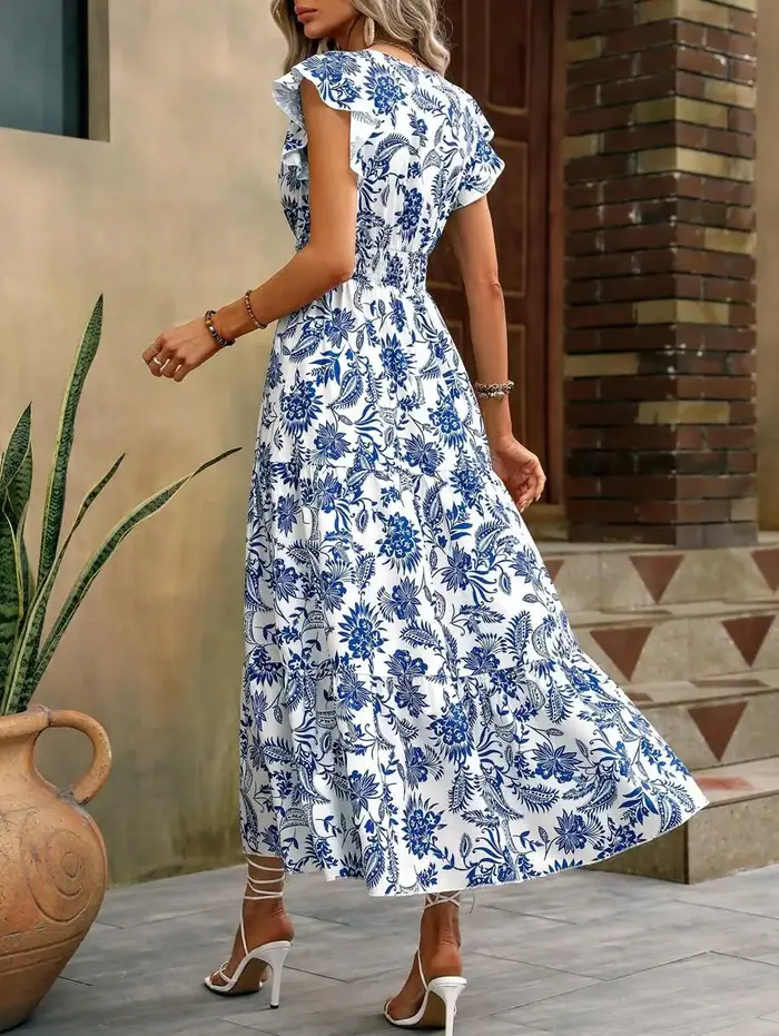 Robe longue bohème à imprimé floral