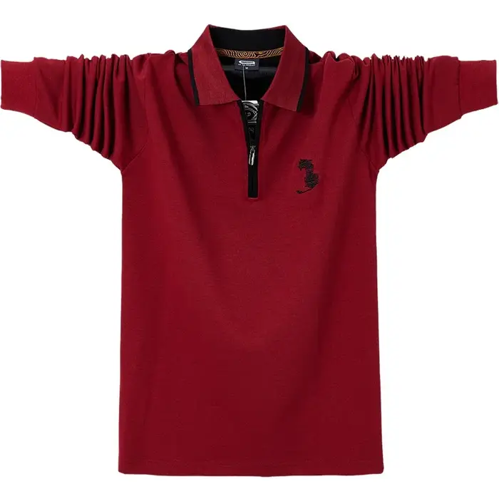 Polo brodé à manches longues pour homme