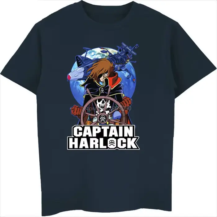 Anime capitaine Harlock T-shirt hommes coton à manches courtes