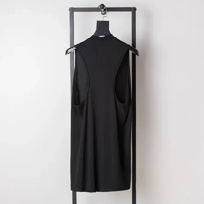 Dark RICK RO Style coton haute rue hommes couleur unie petit col épaules dénudées grand en forme de 