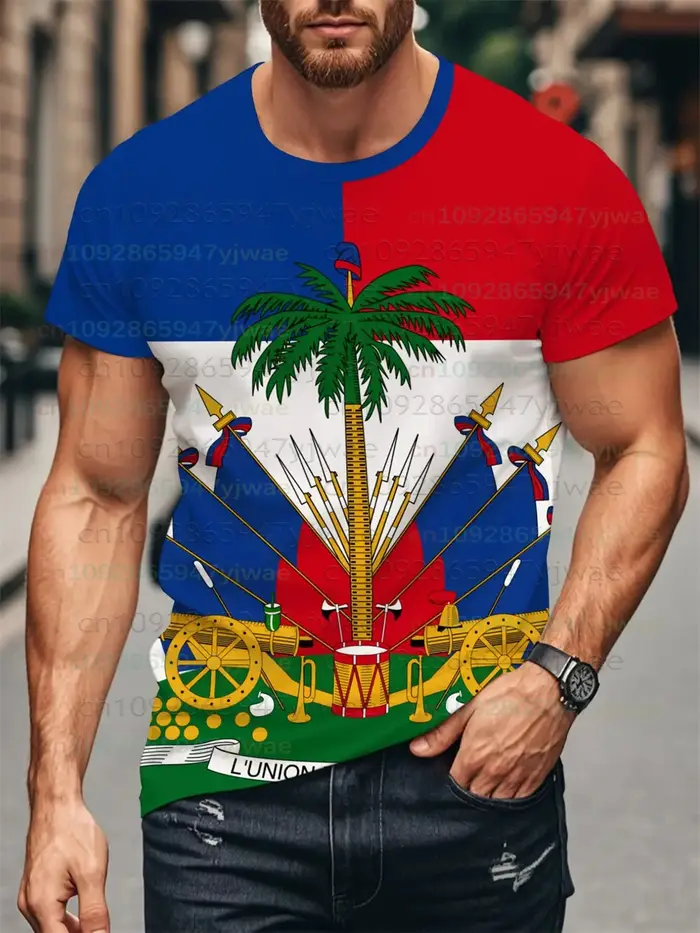 T-shirt imprimé drapeau d'Haïti