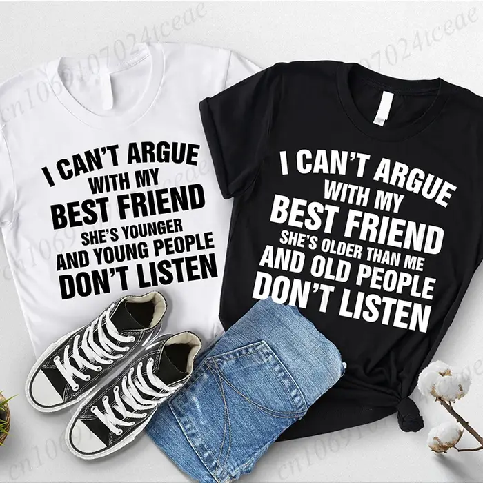 T-shirt « Meilleur Ami » Sarcastique pour Femme – Tenue d'Été Décontractée à Col Rond et Manches Courtes – Idée Cadeau