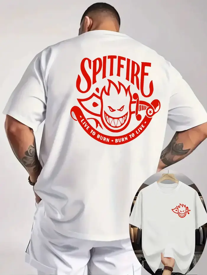 "SPITFIRE Burns To Live" imprimé classique 100% coton hommes femmes T-shirt été automne quotidien sport fête décontracté ample à manches courtes