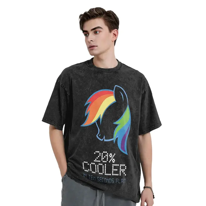 Rainbow Dash Men's T Shirt Washed Leisure Tee