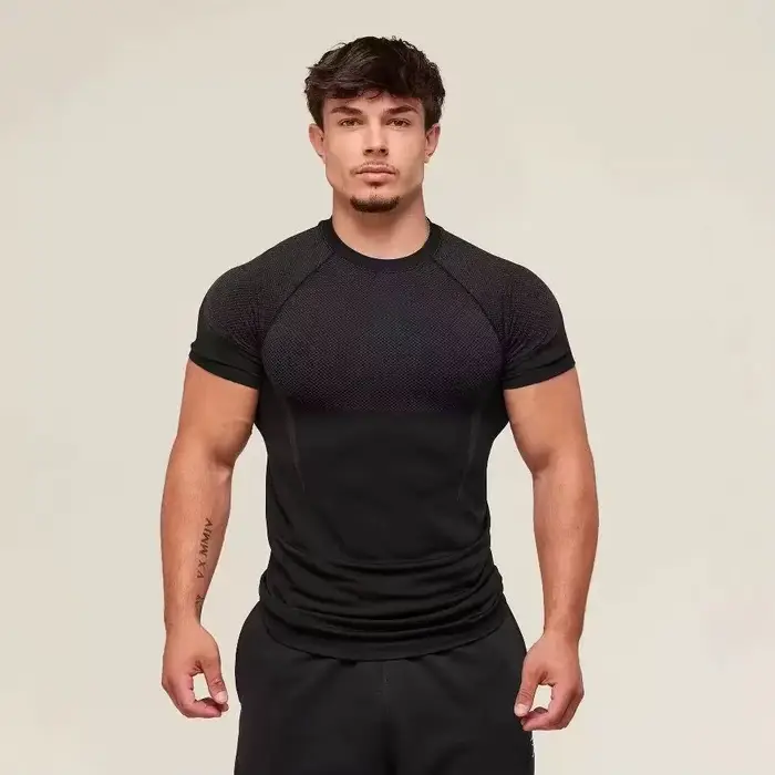 T-shirt de fitness ONYX V5 Agate, haut élastique avec logo SHARK, manches courtes de fitness pour ho