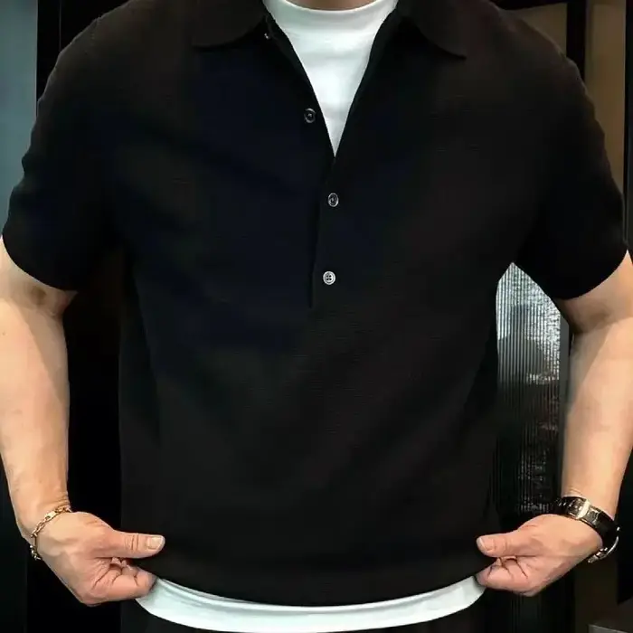 Polos tricotés à manches courtes pour hommes