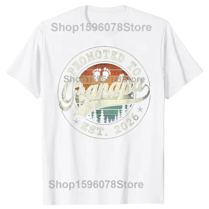 Drôle promu au grand-père Est 2026 grands-parents bébé annonce t-shirts coton à manches courtes surd