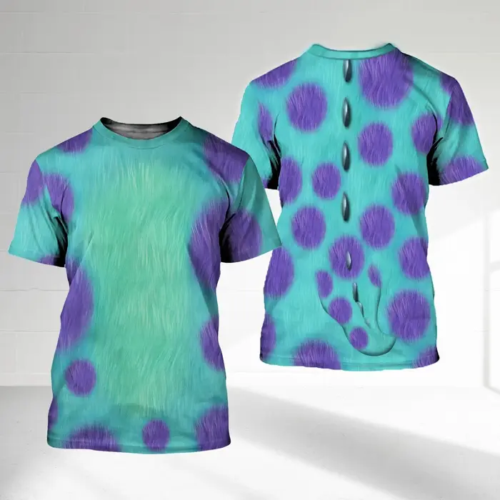 T-shirts pour adultes imprimés en 3D de Monsters, Inc. (Mike, James et Boo Big Face) – Collection ét