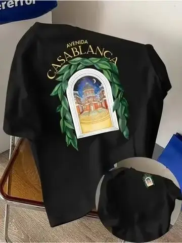 T-shirt en pur coton pour homme avec imprimé architecture urbaine marocaine et police Casablanca