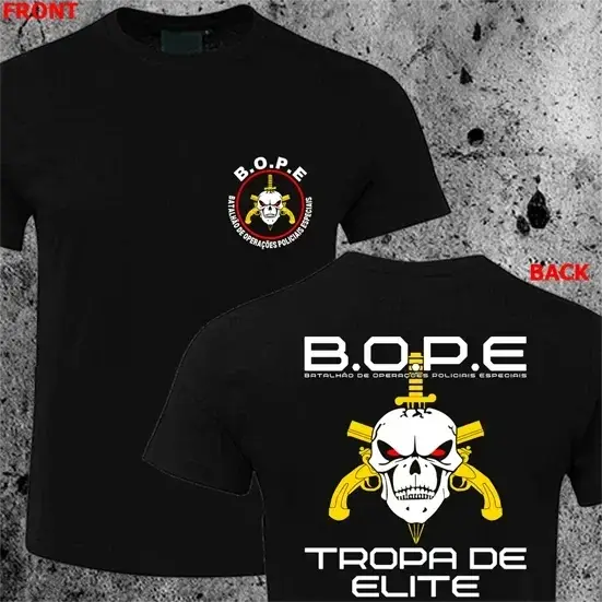 BOPE Tropa De Elite brésil Forces d'élite spéciales T-Shirt à manches courtes décontracté 100% coton hommes chemise