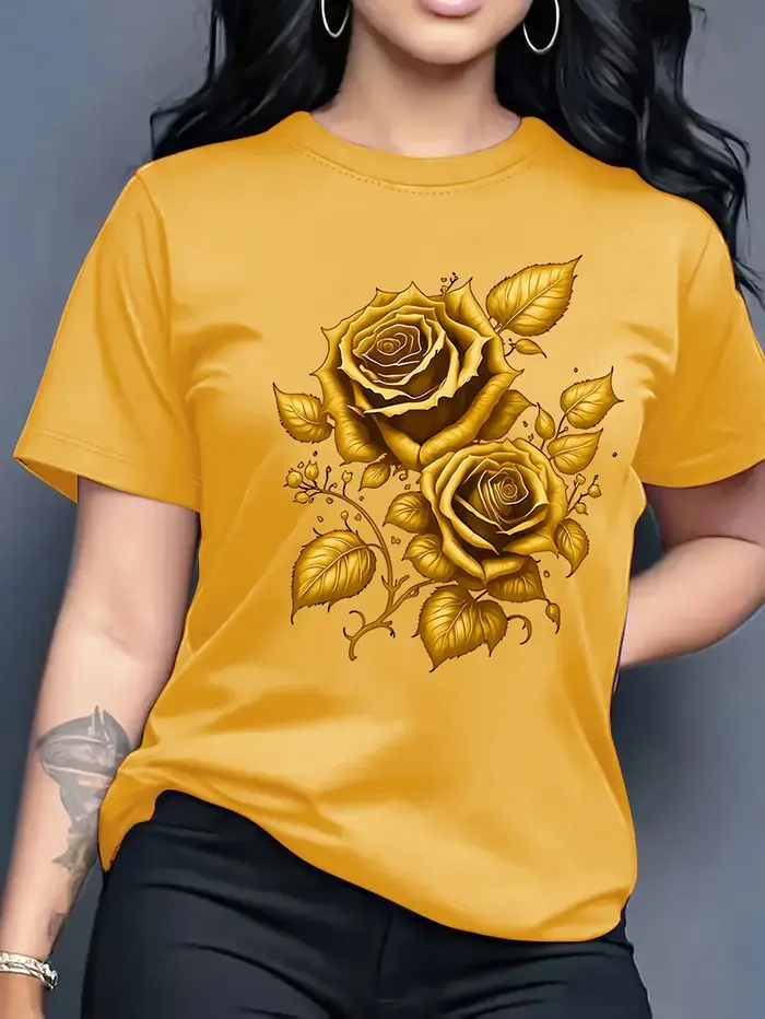 T-shirt à imprimé rose pour femme