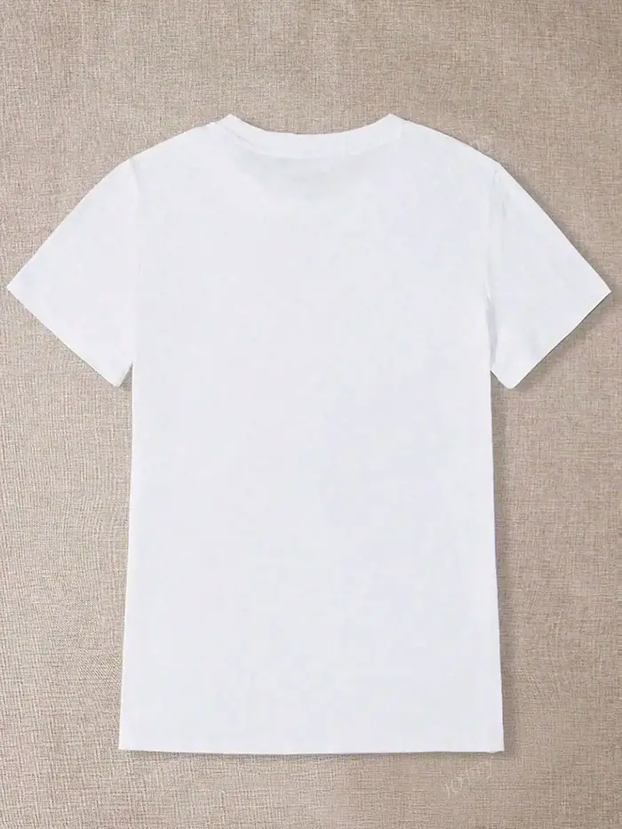 T-Shirt à Manches Courtes et Col Ras du Cou pour Femme