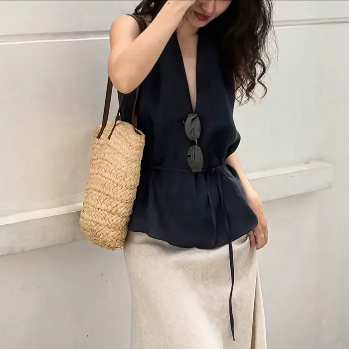 Linad Street Chic Débardeur Halter Bleu Marine pour Femme