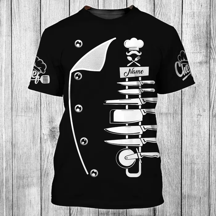 Chef vie chemise été homme t-shirt Cookie & Fudge maître nom personnalisé 3D imprimé unisexe
