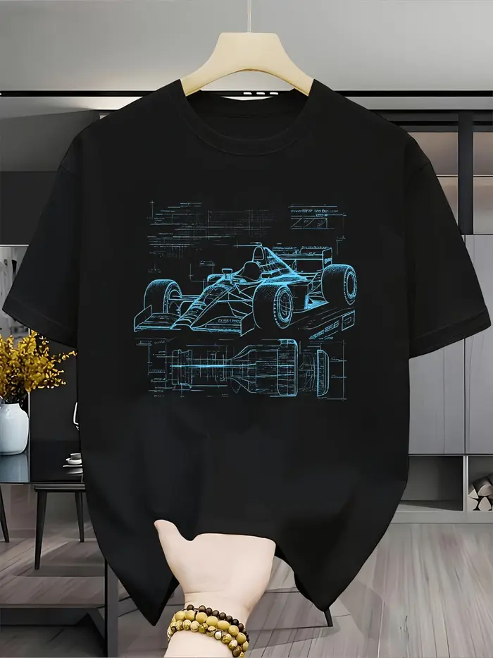 T-shirt de course automobile pour homme, design de voiture de course, manches courtes, adapté aux pa