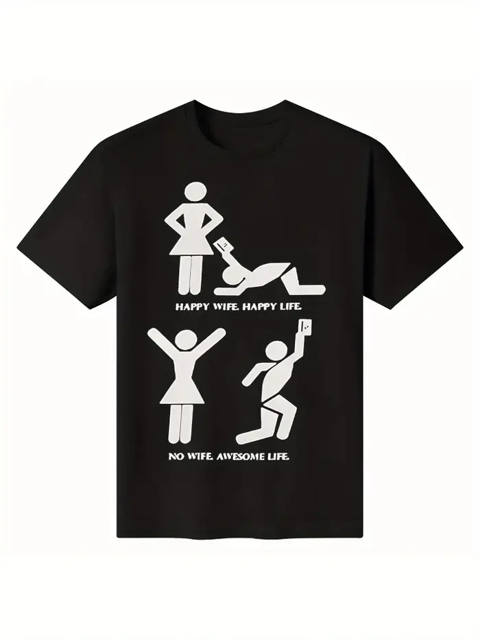 T-shirt Happy Woman, Beautiful Life Model, style décontracté pour femmes, design satirique et humori