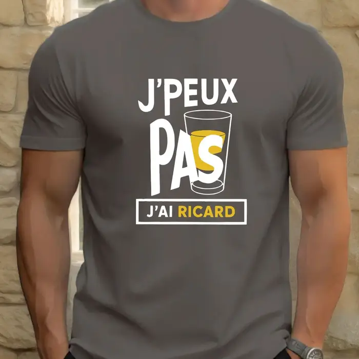 T-shirt graphique pour homme « J'Peux Pas J'ai Ricard » - Col rond décontracté