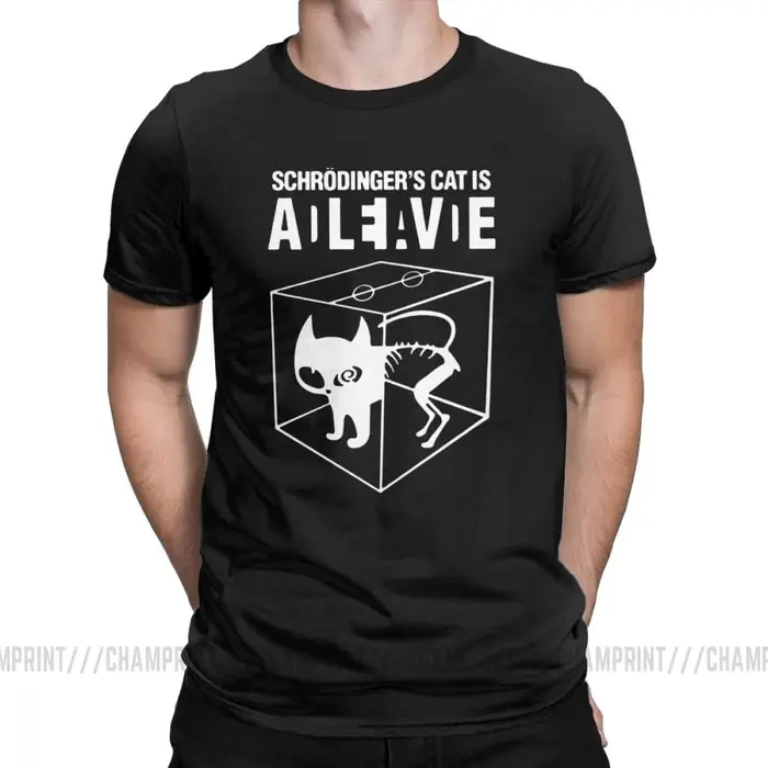Schrodingers chat Big Bang théorie T-Shirts hommes Sheldon Cooper Geek TBBT pur coton t-shirt à manc