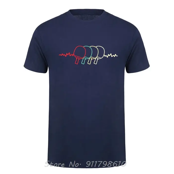 Battement de coeur coton T-shirt été unisexe hauts t-shirts Tennis de Table surdimensionné