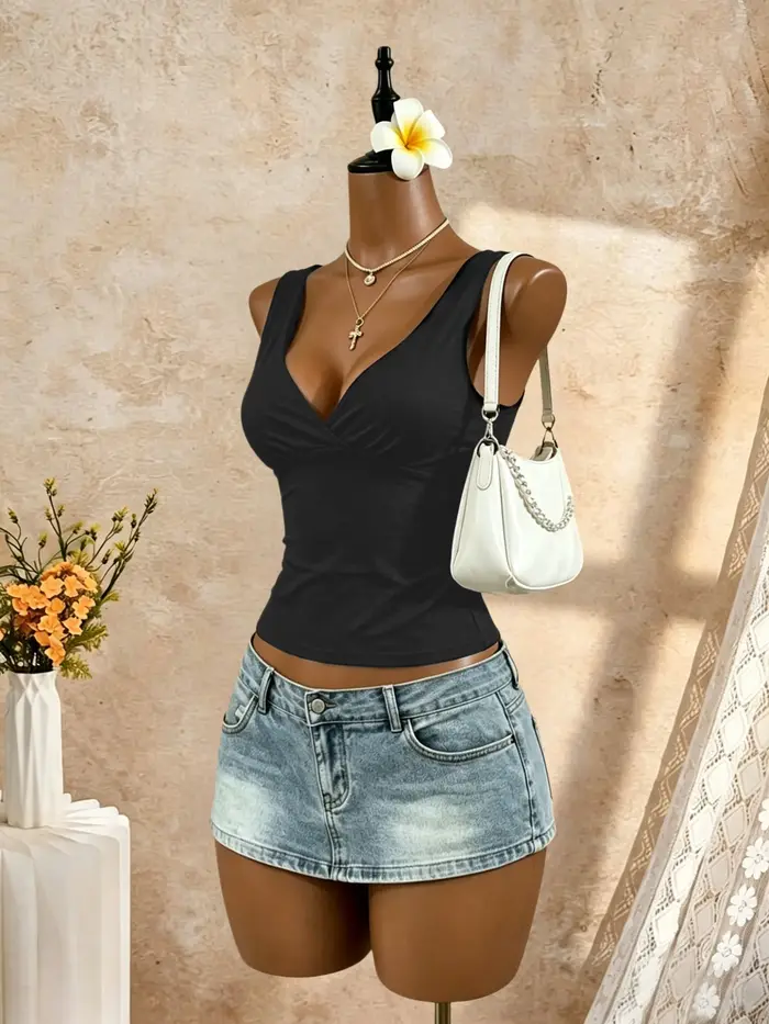 Débardeur Crop Femme à Bretelles Larges