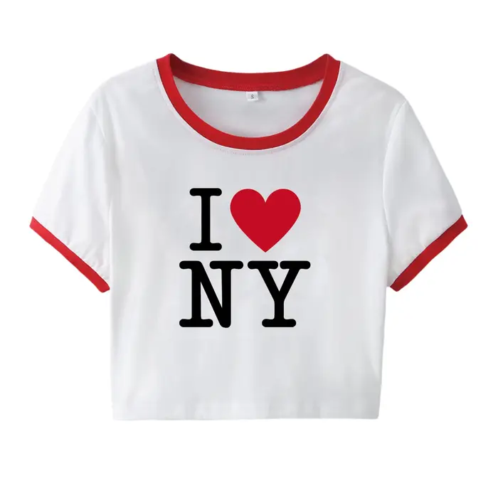T-shirt en coton imprimé texte I Love New York pour filles