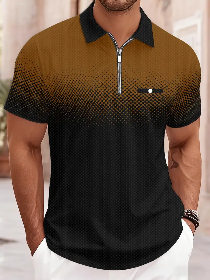 Nouveau style été 2026 : Polo zippé pour homme avec imprimé 3D