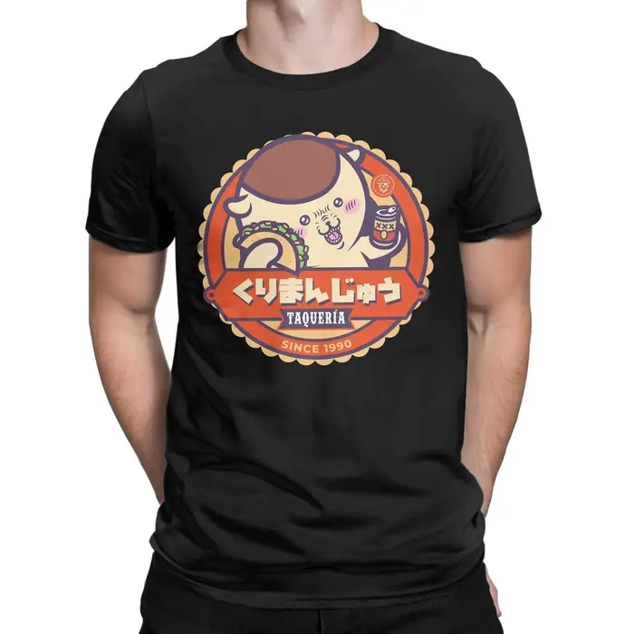KURIMANJU TACO Chiikawas T-shirts pour hommes 100% coton T-shirt vintage col rond