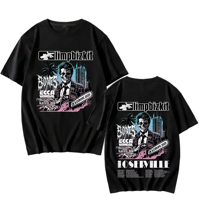 Limp Bizkit UK et Europe Tour 2025 T-shirt Rap Rock Vintage coton t-shirts nouveau profiter de premi