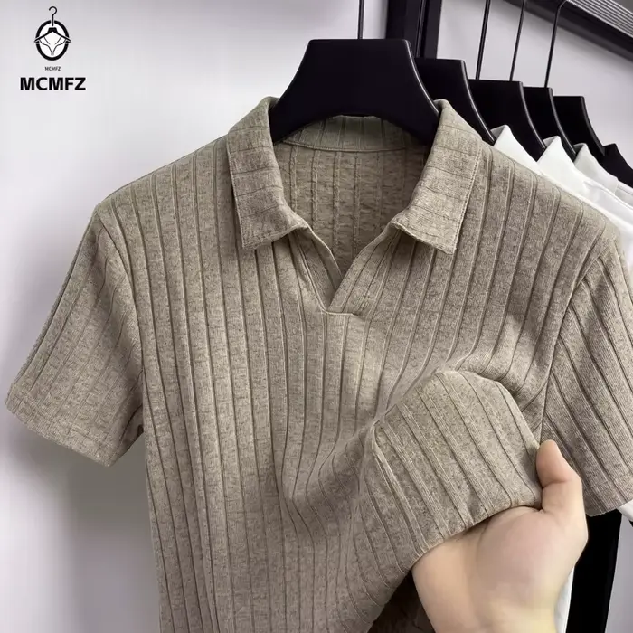Polo en tricot côtelé pour hommes