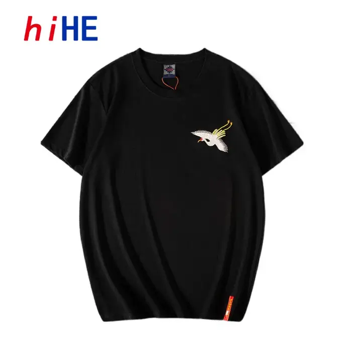 T-shirt brodé de style chinois pour homme