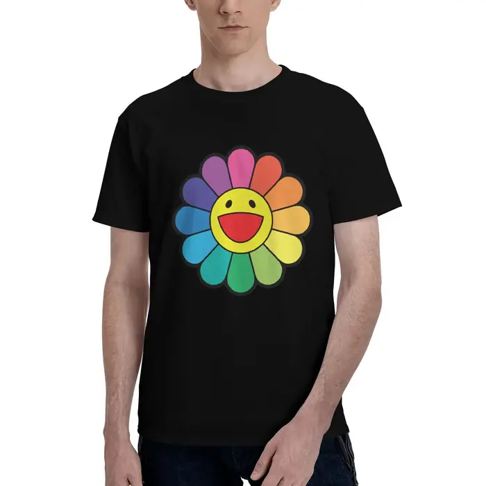 TAKASHI MURAKAMI fleur arc-en-ciel 100% coton T-Shirt hommes surdimensionnés t-shirts hommes col ron