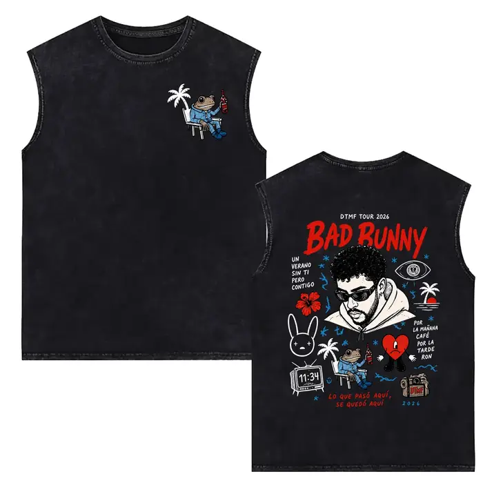 Débardeurs vintage délavés Bad Bunny