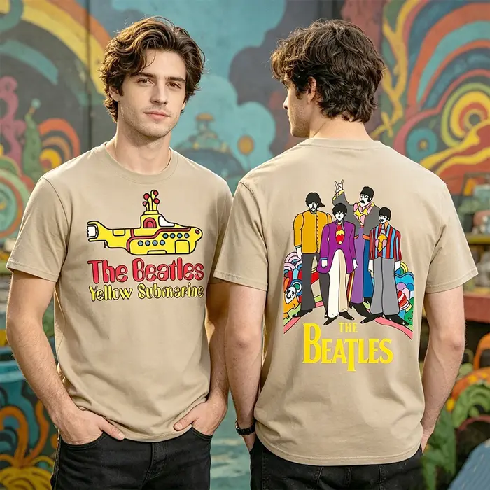 T-shirt The Beatles Black Rock Band