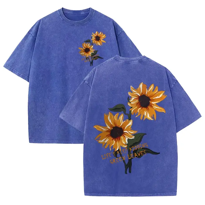 Ascenseur est bon beau tournesol imprimé lavé t-shirts femmes doux coton T-Shirt rue créative à manches courtes été déco