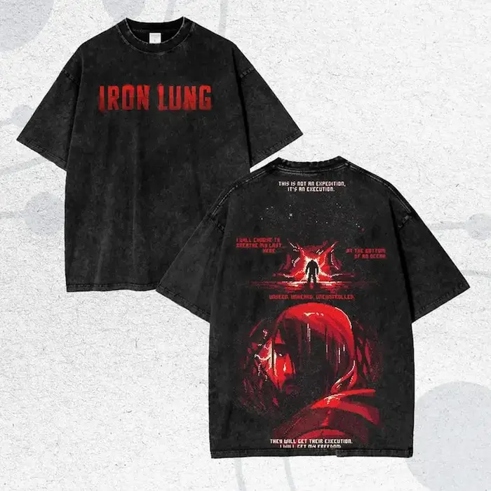 T-shirt délavé Iron Lung, style rétro, vêtements de caractère pour toute l'année, grande taille, uni