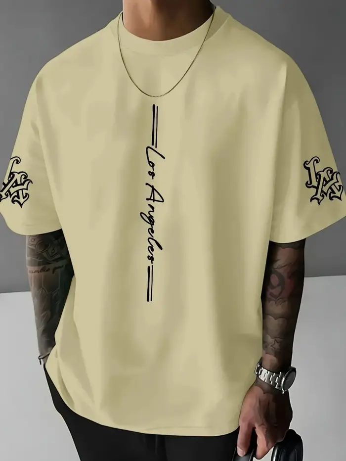 T-shirt Homme Été 2026 - Nouveau Design Minimaliste Lettres Imprimées en 3D - Vêtement de Loisirs Extérieur