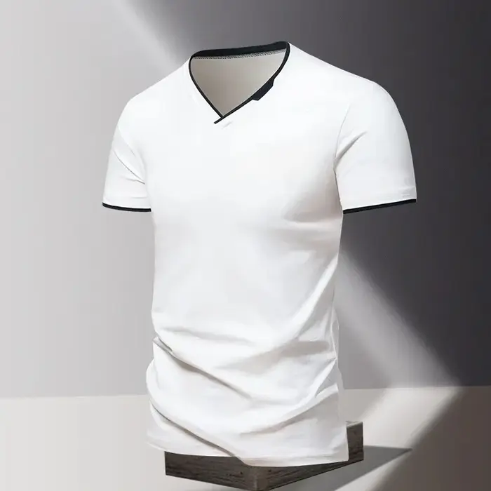 T-shirt à manches courtes et col en V pour homme