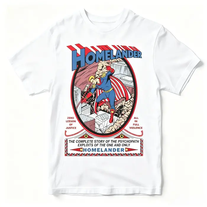 T-shirt rétro Homelander The Boys Villain en coton